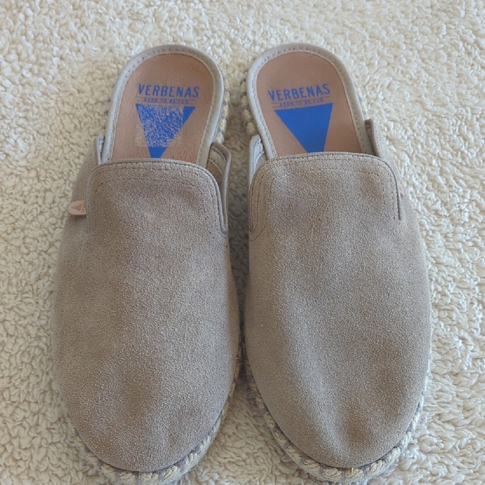 CeliaB Neutral‎ Taupe Suede Espadrille Mule